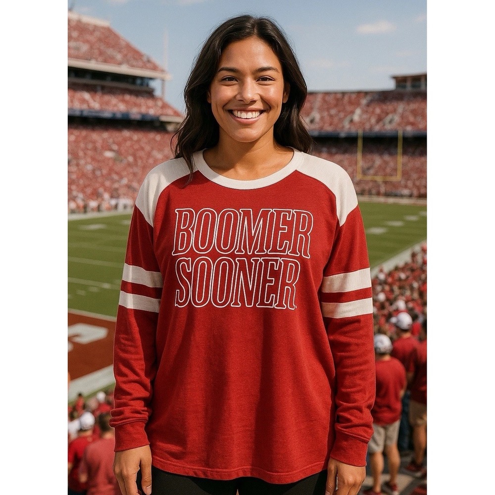 Boomer Sooner Oklahoma OU Women's Captivating Apparel Long Sleeve Top XL Crimson